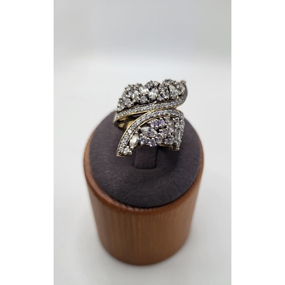 Vintage 925 Sterling CZ Statement Ring Swirl Design Size 5